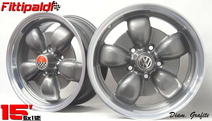 Jogo de Rodas aro 15 Retro Vw Kombi Grafite com borda diamantada 5x112 novas