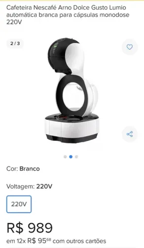 Cafeteira Nescafé Arno Dolce Gusto Lumio 220V - Branca