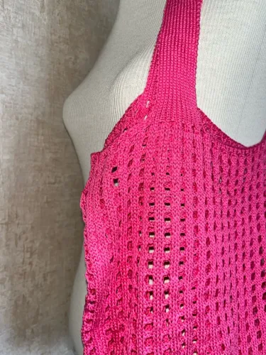 Bolsa de crochê rosa