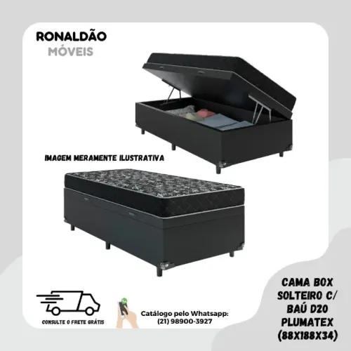 Cama Box Solteiro c/ Baú D20 Ortobom - Entrega Rápida! 