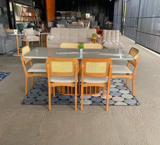 Mesa de Jantar de Madeira com Tampo de Vidro 1.80 x 90 Diana