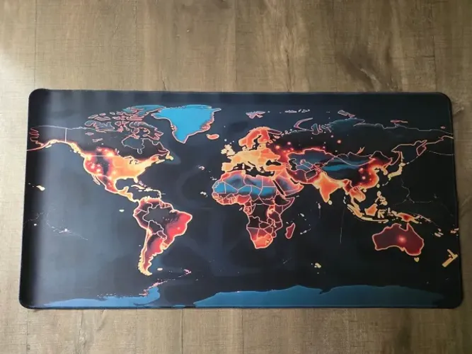 MousePad 80x40 2mm Mapa Mundial Borracha Antiderrapante 