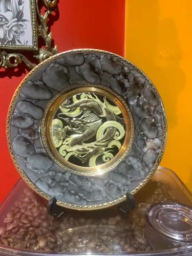 Prato porcelana Dragão Oriental 15 cmt Decoração 