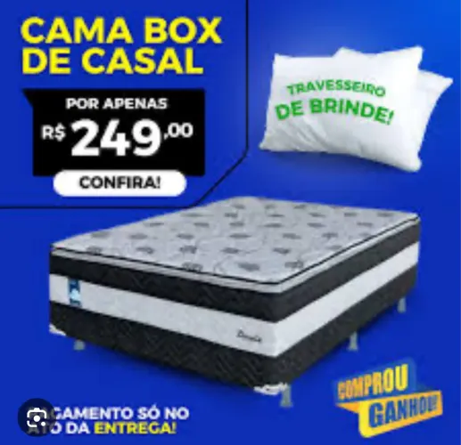 Cama Box de Casal com Travesseiro de Brinde!