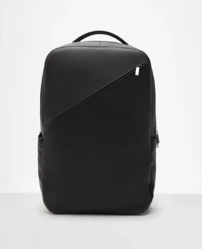 Mochila de Couro Preta Munich Reise