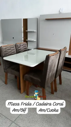 Renove sua Sala de Jantar com Elegância! Mesa 4 Lugares (1,20m x 80cm) em MDF + Cadeiras A
