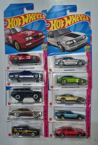 Coleção hot wheels Série The '80s com 10 unidades