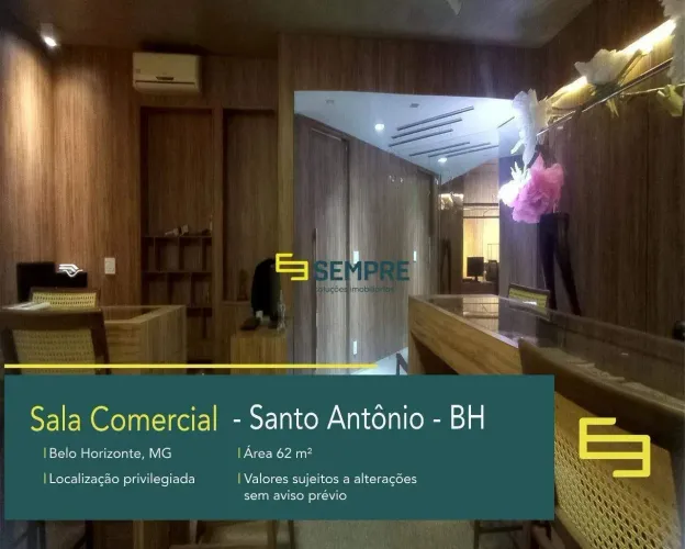 Sala comercial planejada para vender no Santo Antônio em BH