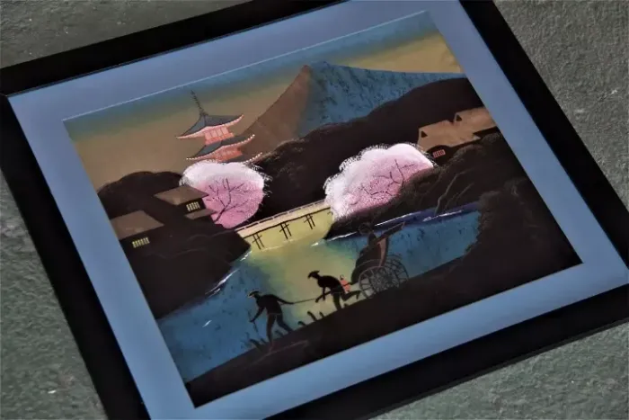 Pintura Japonesa Original em Seda - Autor Nao Identificado Aprox Ano 1950 