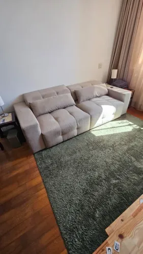 SOFÁ CINZA RETRÁTIL 2 LUGARES  2,40M  - POUCO USO