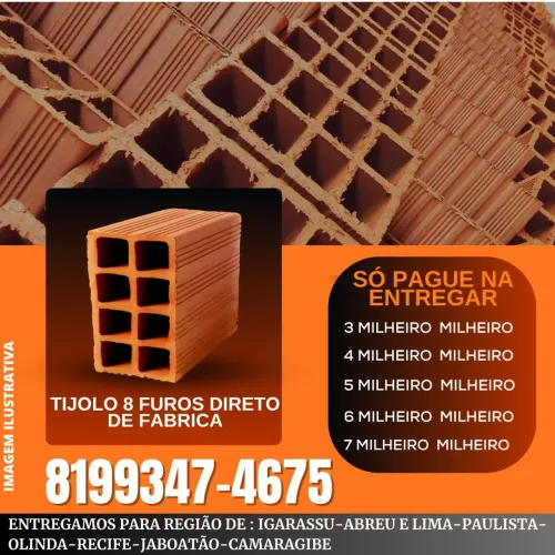 Tijolo 8 furos fracionado compre sem sair de casa frete grátis 