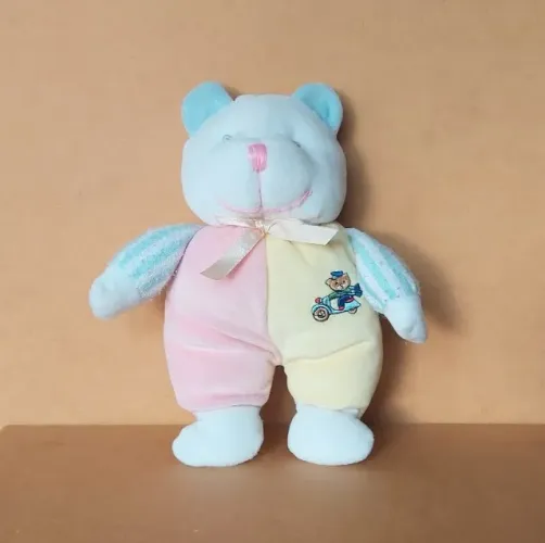 brinquedo - pelúcia urso pastel chocalho (usada)