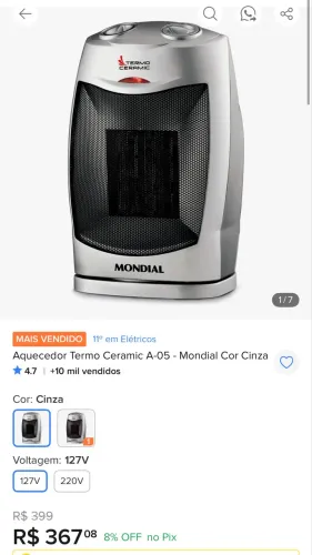 Aquecedor Termo Ceramic Mondial 110v