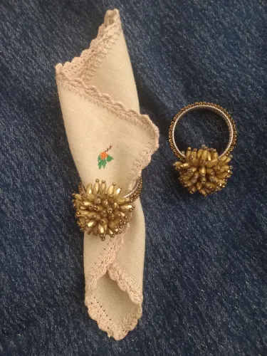 2 portas guardanapos com bordados em vidrilhos