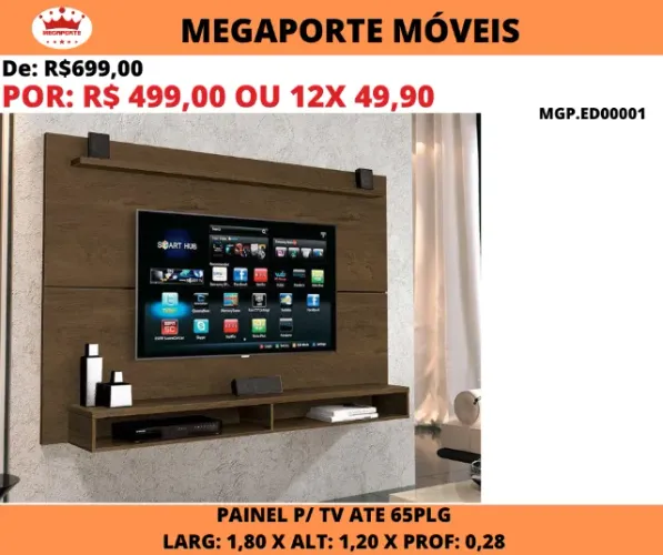 Painel Maxi 1,80 para Tv até 65 Polegadas