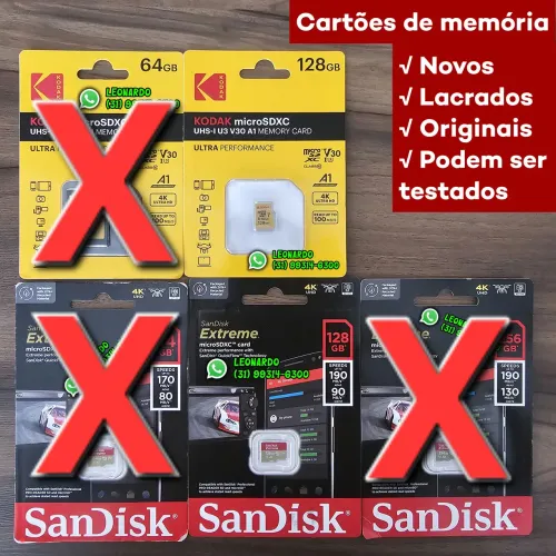 Cartão de memória microSD Sandisk Extreme GO 128GB e KODAK 128 GB - Originais!