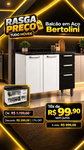 Balcão em aço Bertolini em promoção