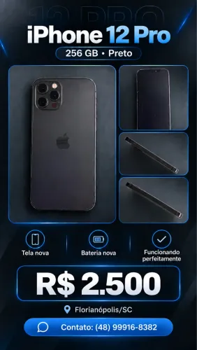 Celular IPhone 12 Pro 256Gb Usado/ Preto