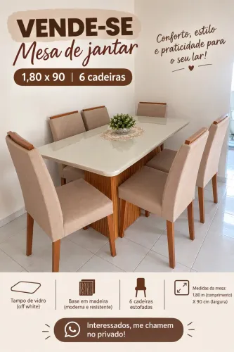 Mesa de jantar 6 cadeiras
