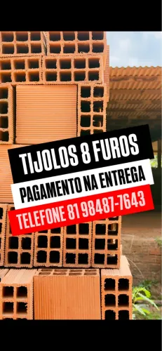 TIJOLO TIJOLOS - DE FÁBRICA - PAGUE NA ENTREGA COM FRETE GRÁTIS PARA TODA REGIÃO
