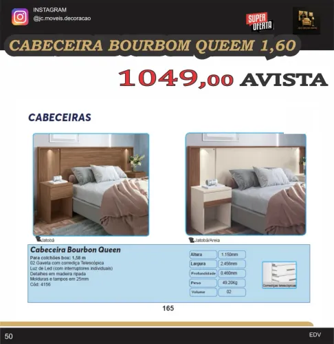 CABECEIRA BOURBOM COM LED