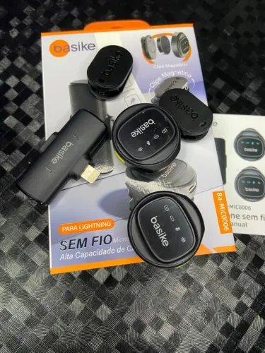 MICROFONE DE LAPELA SEM FIO TIPO C OU LIGHTNING - BASIKE - BA-MIC0007