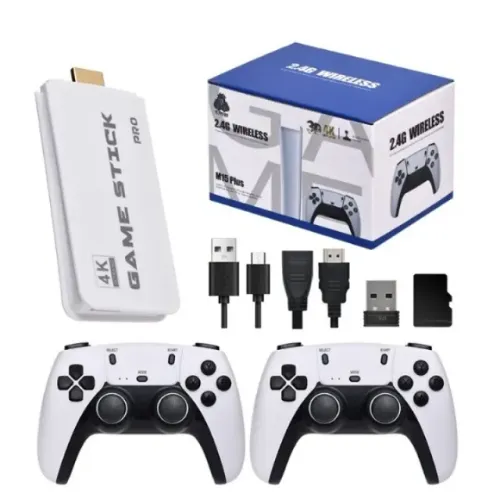 Game Stick M15 Pro Retrô + 2 Controles Sem Fio HDMI Branco - Novo - Ditudo Tech e Variedad