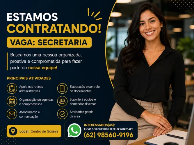 Assistente de Rotinas e Suporte | Centro de Goiânia