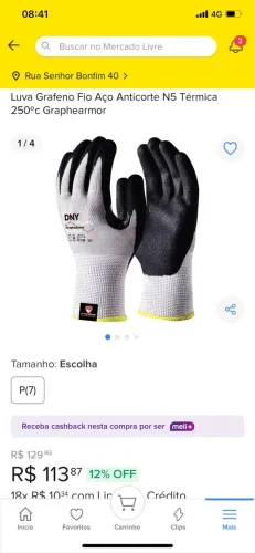 Luva grafeno fio aço anti corte 