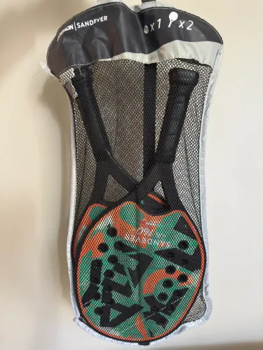 Kit de Beach Tennis Sandever BTR 160 - Verde e laranja