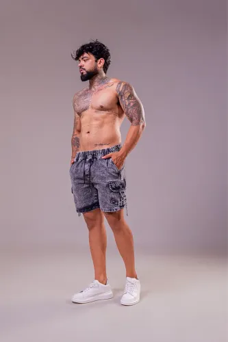 Short jeans cargo tiras