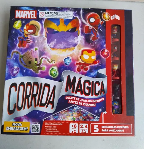 Jogo de Tabuleiro Corrida Mágica Marvel Copag Completo com 5 Miniaturas (Lacrado)