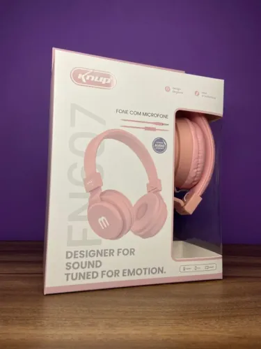 Fone de ouvido Headphone Bluetooth KP-FN607 Knup rosa an2