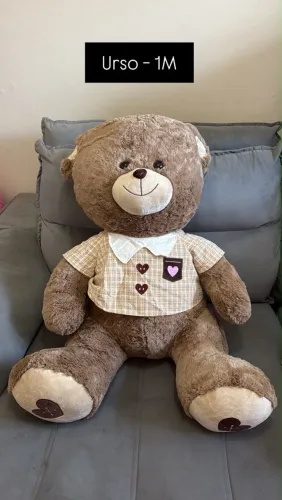 Urso gigante com camisa xadrez Amarela 1 Metro