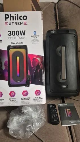 Som Philco 300w novo lacrado, com manual e NF. R$ 340,00