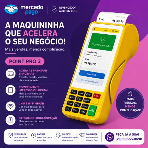 Máquina de Cartão Mercado Pago Point Pro 3 - Versão Amarelinha