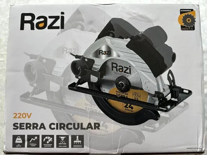 Serra Circular Profissional Razi com Guia a Laser 1400W 220V com Garantia e disco