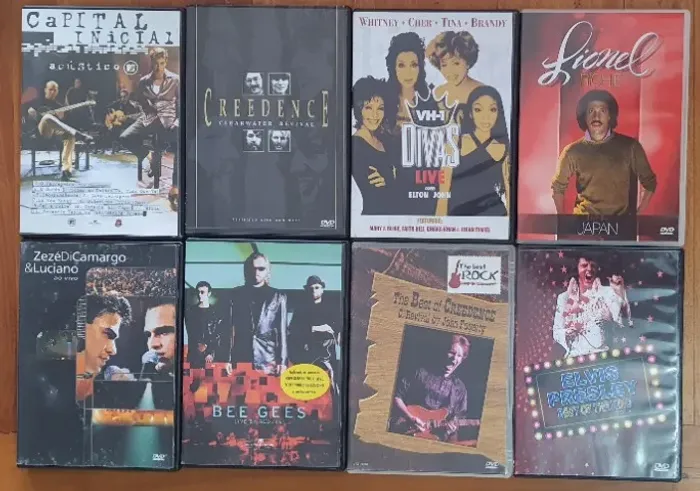 Coleção de DVD's de show's Bee Gees, Creedence, Divas, Capital Inicial, etc.