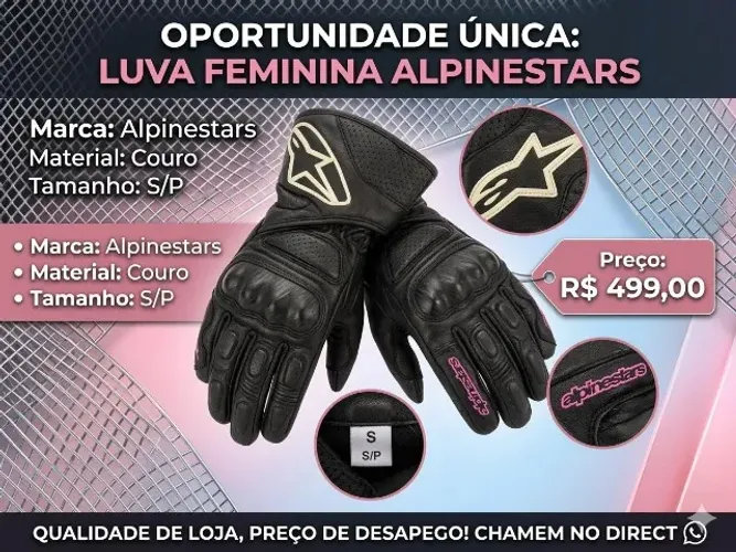 LUVA DE COURO FEMININA ALPINESTARS