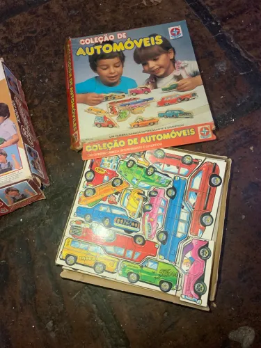Estrela-Quebra-Cabeça de Madeira Vintage Anos 80/90 Coleção de Carros