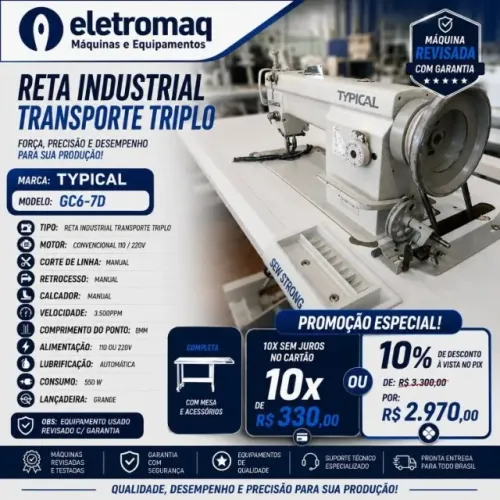Maquina de Costura Transporte Triplo Para Estofaria