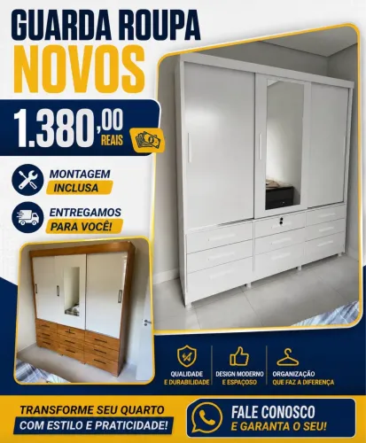 GUARDA ROUPA NOVOS MONTAGEM INCLUSA