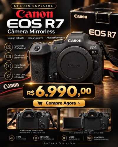CÂMERA CANON EOS R7 - SEMINOVA EM ÓTIMO ESTADO