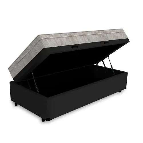 Cama Box Baú com Colchão de Espuma D33 Ortobom Airtech 100 Solteiro 88cm