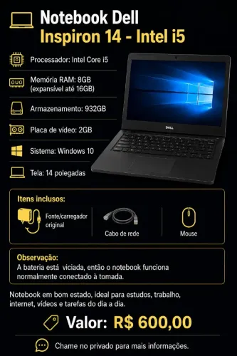 Notebook Dell Inspiron 14 - Intel i5