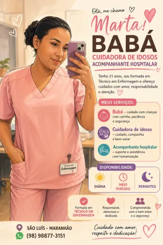 Babá/Cuidadora de idosos e Acompanhante hospitalar 