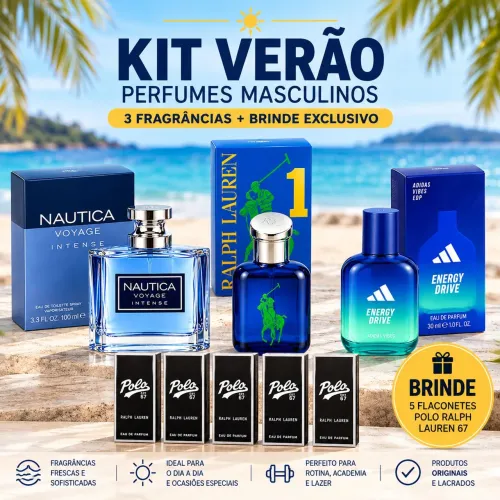 Kit Verão Perfumes Nautica Voyage Ralph Lauren Pony Adidas