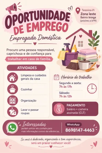 Vaga emprego em casa familiar