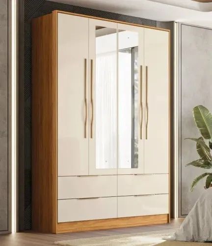 Guarda roupa Casal Domo 4 Portas 4 Gavetas com Espelho Entrega Df e Entorno