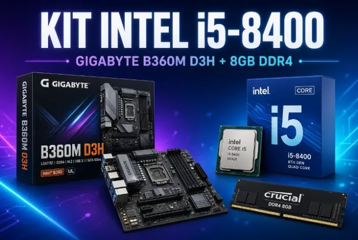 Kit Intel Core i5-8400 + Placa-mãe Gigabyte B360M D3H + 8GB DDR4